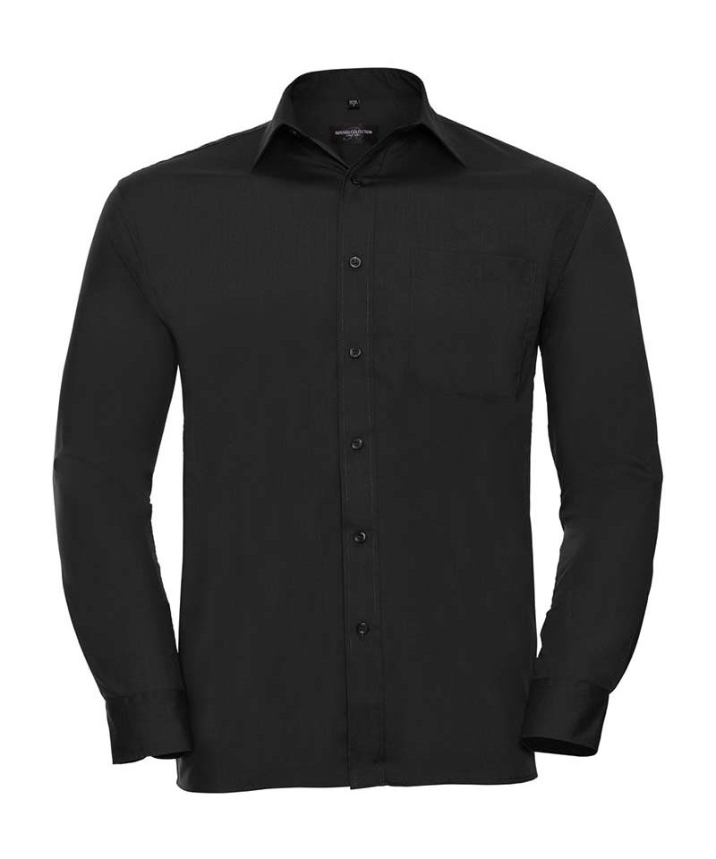 Camicia Uomo popeline colletto classico con stecche taschino lato cuore maniche lunghe Russell JE934M 15 Camicia-Uomo-popeline-colletto-classico-con-stecche-taschino-lato-cuore-maniche-lunghe-Russell-JE934M-nero