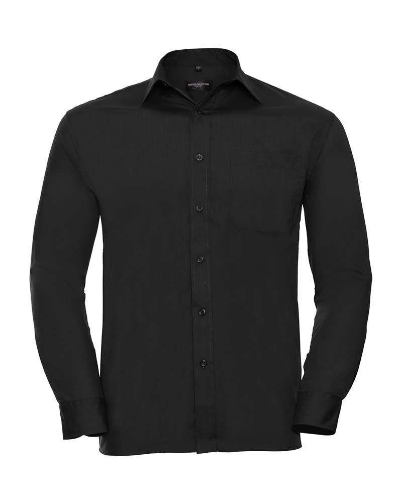 Camicia Uomo popeline colletto classico con stecche taschino lato cuore maniche lunghe Russell JE934M 7 Camicia-Uomo-popeline-colletto-classico-con-stecche-taschino-lato-cuore-maniche-lunghe-Russell-JE934M-nero