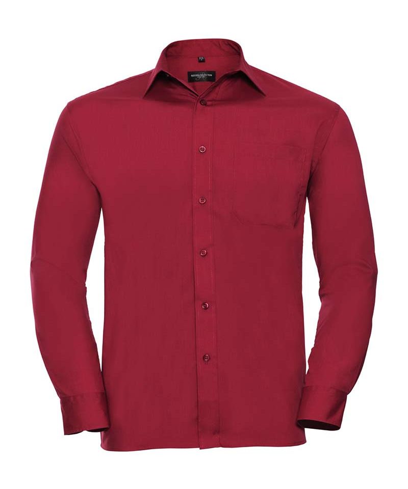 Camicia Uomo popeline colletto classico con stecche taschino lato cuore maniche lunghe Russell JE934M 14 Camicia-Uomo-popeline-colletto-classico-con-stecche-taschino-lato-cuore-maniche-lunghe-Russell-JE934M-rosso