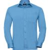 Camicia Uomo popeline colletto classico con stecche taschino lato cuore maniche lunghe Russell JE934M 1 Camicia-Uomo-popeline-colletto-classico-con-stecche-taschino-lato-cuore-maniche-lunghe-Russell-JE934M-turchese