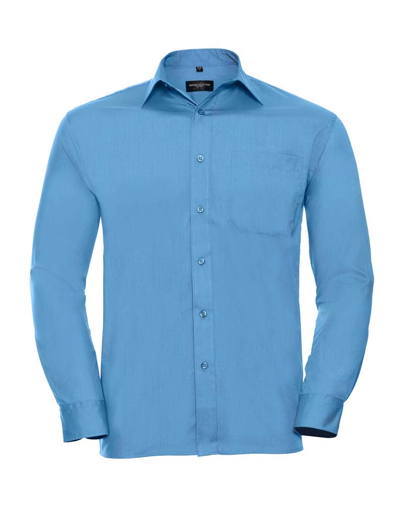 Camicia Uomo popeline colletto classico con stecche taschino lato cuore maniche lunghe Russell JE934M 3 Camicia-Uomo-popeline-colletto-classico-con-stecche-taschino-lato-cuore-maniche-lunghe-Russell-JE934M-turchese