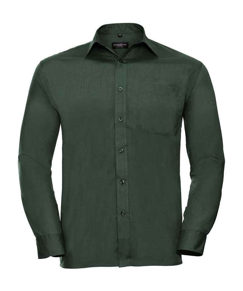 Camicia Uomo popeline colletto classico con stecche taschino lato cuore maniche lunghe Russell JE934M 13 Camicia-Uomo-popeline-colletto-classico-con-stecche-taschino-lato-cuore-maniche-lunghe-Russell-JE934M-verde-bottiglia