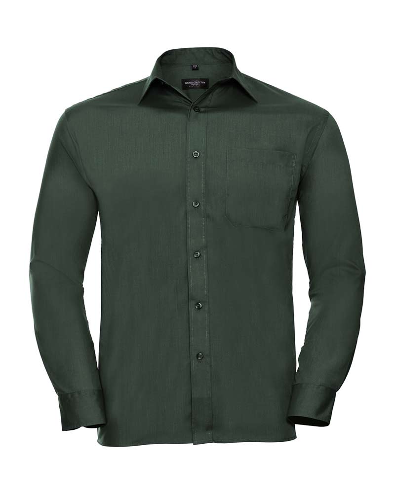 Camicia Uomo popeline colletto classico con stecche taschino lato cuore maniche lunghe Russell JE934M 5 Camicia-Uomo-popeline-colletto-classico-con-stecche-taschino-lato-cuore-maniche-lunghe-Russell-JE934M-verde-bottiglia