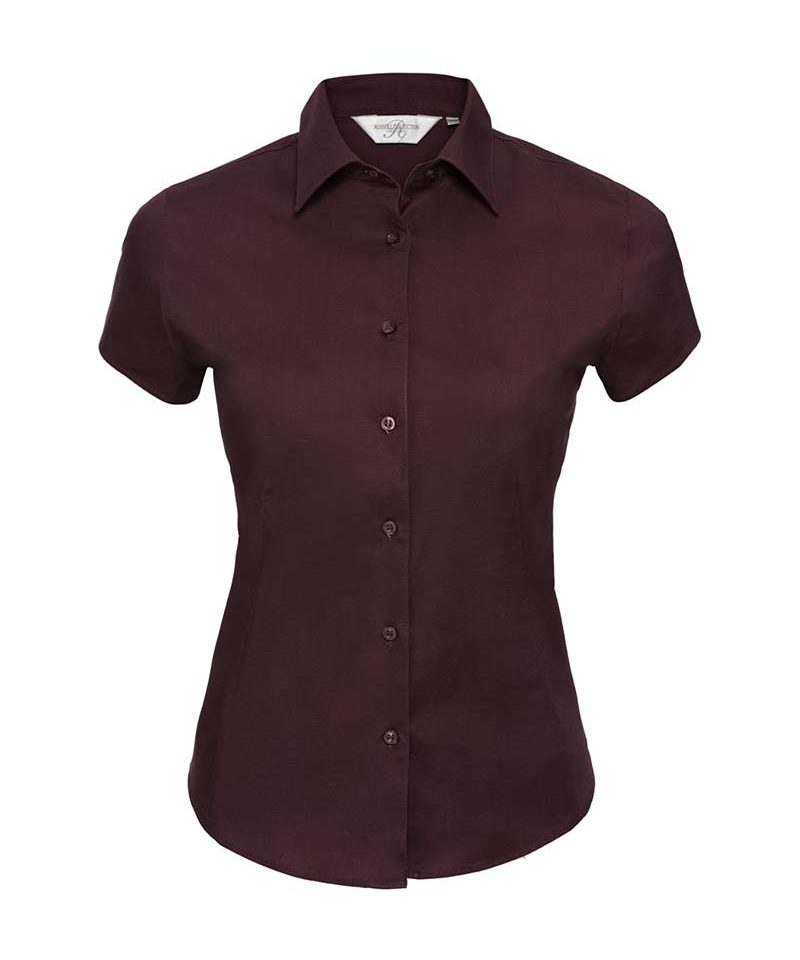 Camicia Donna elegante colletto semiaperto bottone perlato manica corta Russell JE947F 11 Camicia-donna-elegante-colletto-semiaperto-bottone-perlato-manica-corta-Russell-JE947F-bordeaux