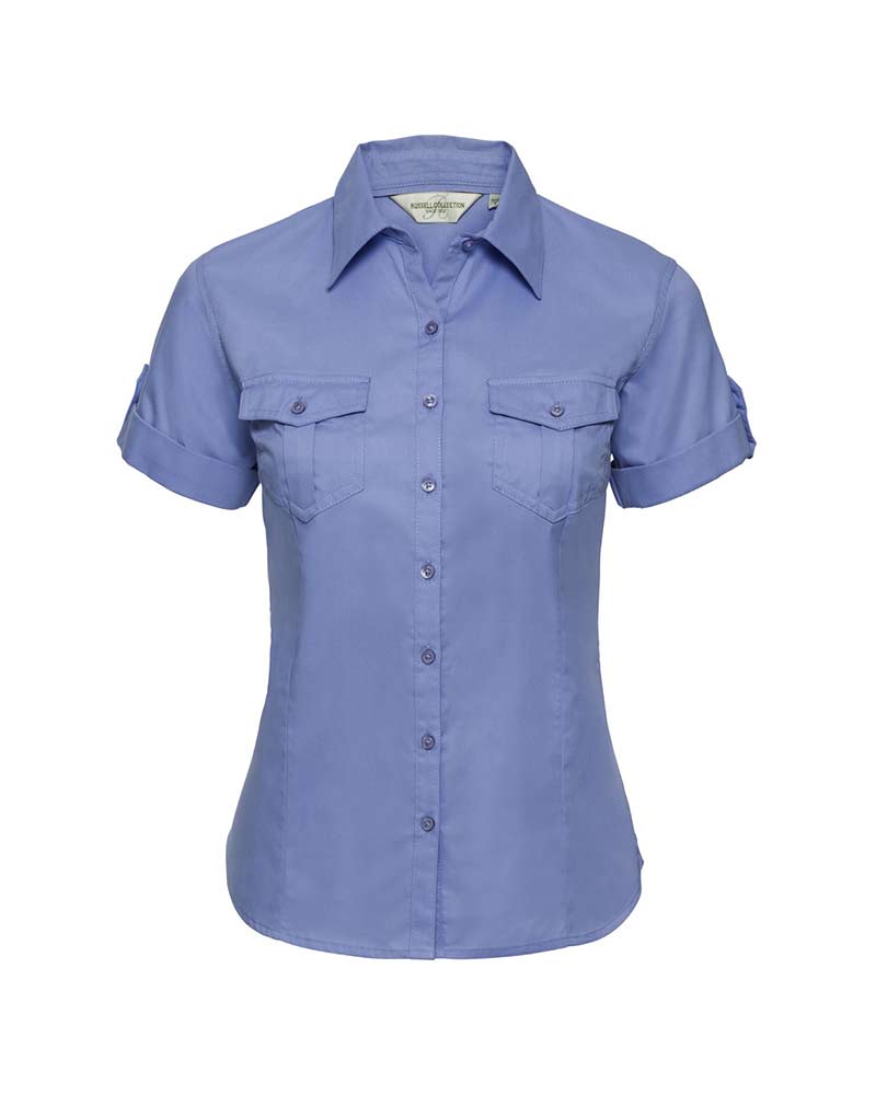 Camicia Donna sfiancata con risvolto arrotolabile Russel JE919F 4 Camicia-donna-sfiancata-con-risvolto-arrotolabile-Russel-JE919F-azzurro-cielo
