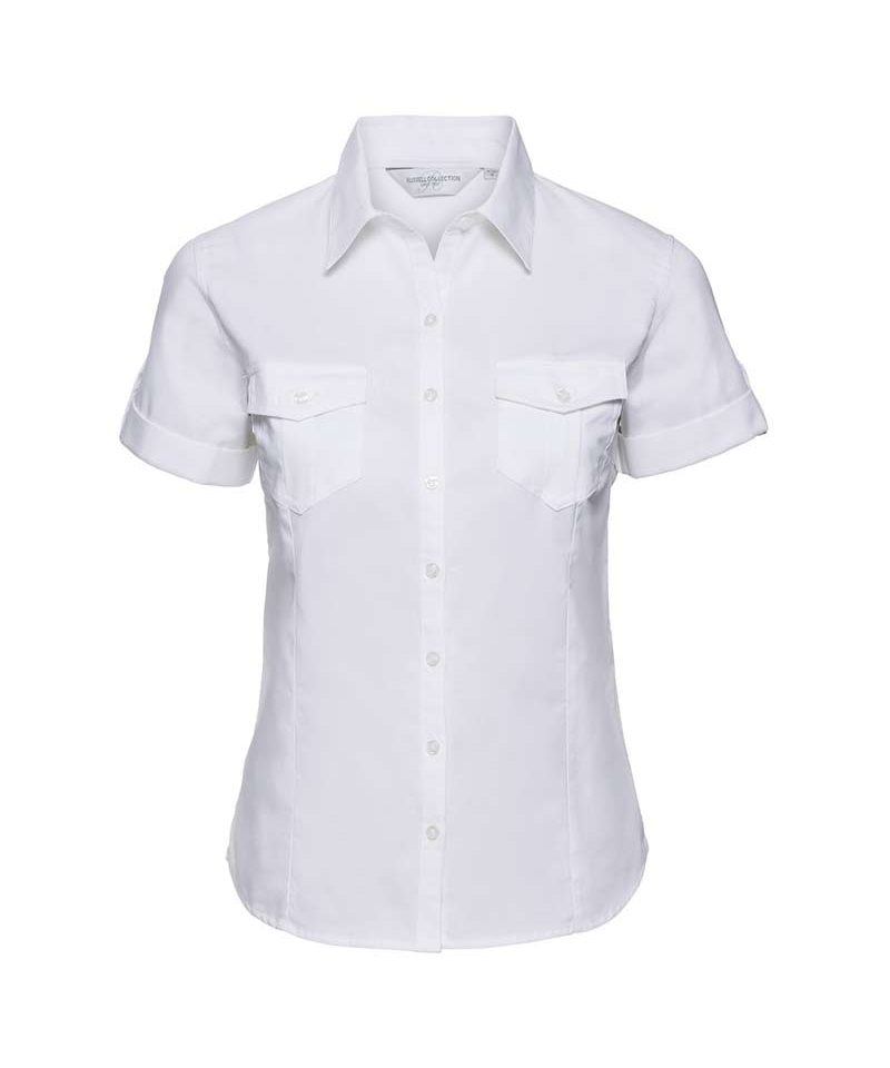 Camicia Donna sfiancata con risvolto arrotolabile Russel JE919F 13 Camicia-donna-sfiancata-con-risvolto-arrotolabile-Russel-JE919F-bianca