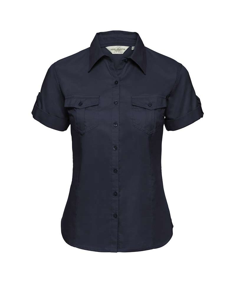 Camicia Donna sfiancata con risvolto arrotolabile Russel JE919F 12 Camicia-donna-sfiancata-con-risvolto-arrotolabile-Russel-JE919F-blu-navy