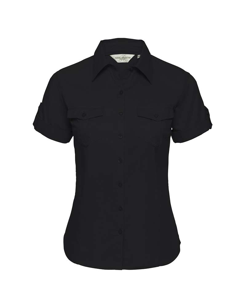 Camicia Donna sfiancata con risvolto arrotolabile Russel JE919F 5 Camicia-donna-sfiancata-con-risvolto-arrotolabile-Russel-JE919F-nera