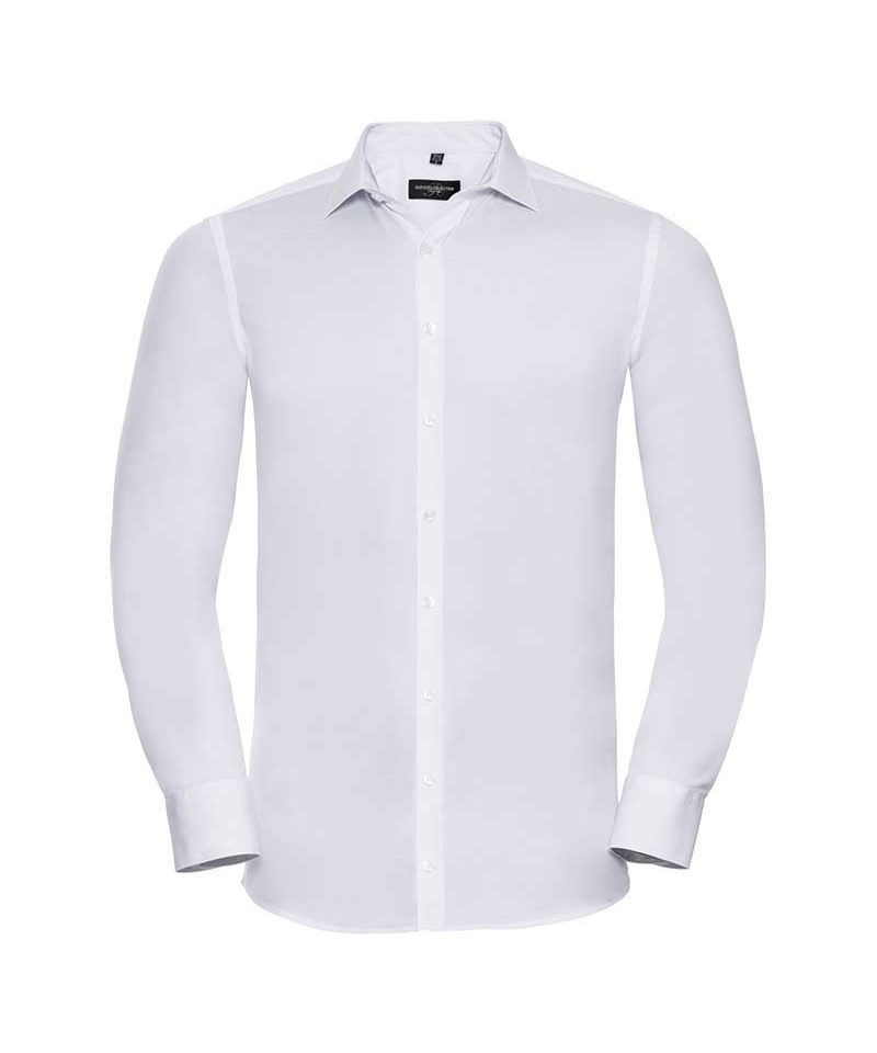 Camicia elasticizzata Uomo pattina stretta polsini squadrati manica lunga Russell JE960M 10 Camicia-elasticizzata-uomo-pattina-stretta-polsini-squadrati-manica-lunga-Russell-JE960M-bianca