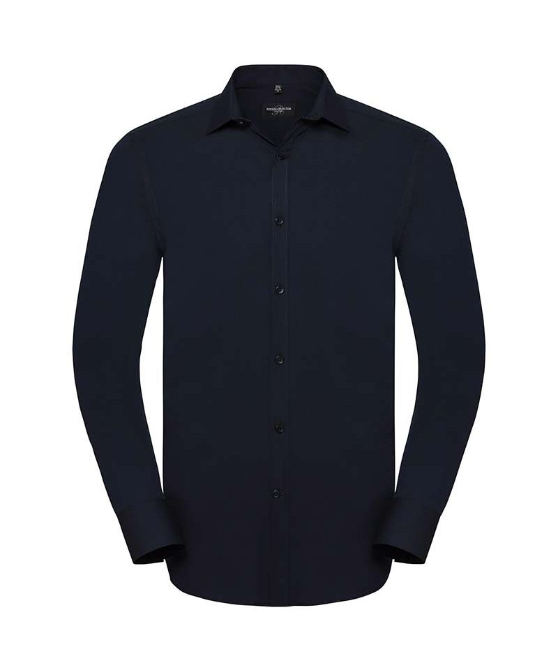 Camicia elasticizzata Uomo pattina stretta polsini squadrati manica lunga Russell JE960M 9 Camicia-elasticizzata-uomo-pattina-stretta-polsini-squadrati-manica-lunga-Russell-JE960M-blu-navy