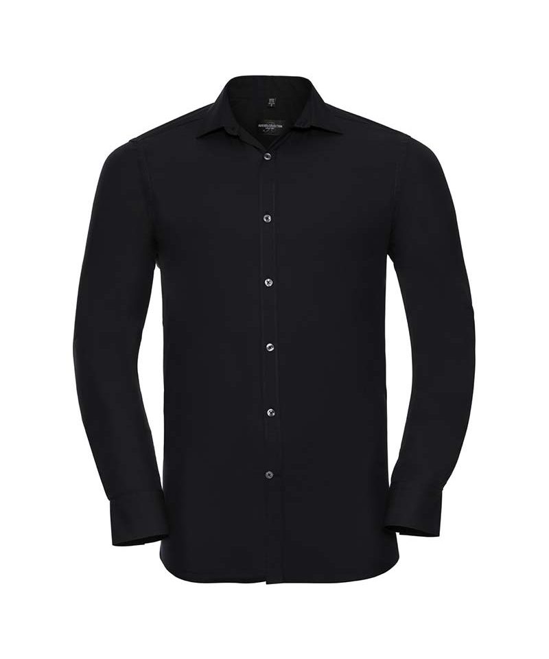 Camicia elasticizzata Uomo pattina stretta polsini squadrati manica lunga Russell JE960M 8 Camicia-elasticizzata-uomo-pattina-stretta-polsini-squadrati-manica-lunga-Russell-JE960M-nera
