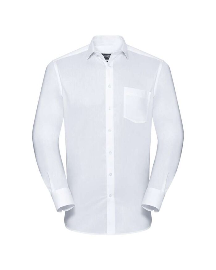 Camicia-maniche-lunghe-Uomo-colletto-rinforzato-Russell-JE972M-bianco