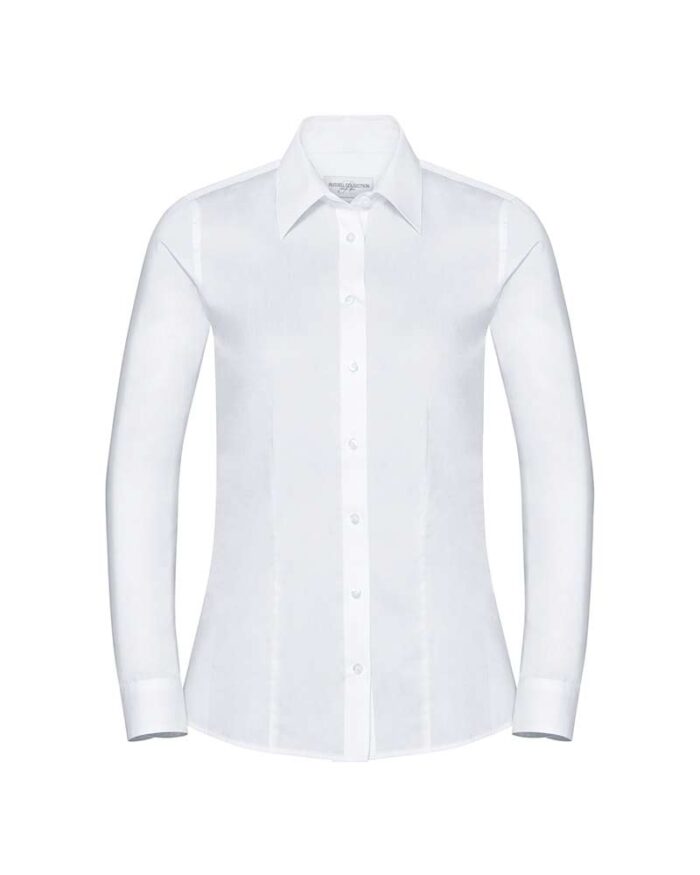 Camicia-maniche-lunghe-donna-colletto-moderno-raffinato-Russell-JE972F-bianco