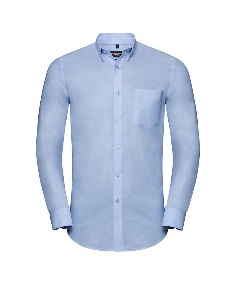 Camicia-maniche-lunghe-uomo-orlo-arrotondato--tasca-sul-petto-Russell-JE928M-azzurro-cielo