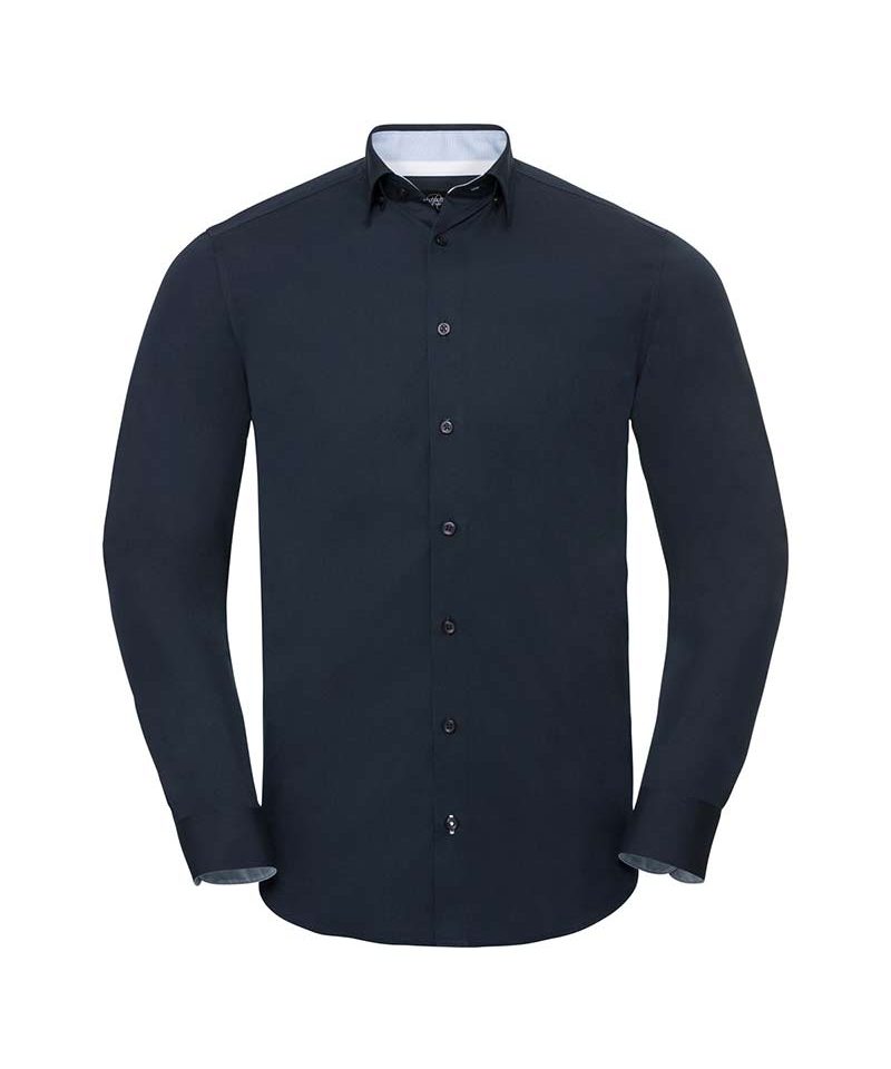 Camicia maniche lunghe Uomo colori a contrasto Russell JE966M 9 Camicia-maniche-lunghe-uomo-tessuto-resistente-colori-a-contrasto-polsini-regolabili-occhiello-per-gemelli-russell-JE966M-blu