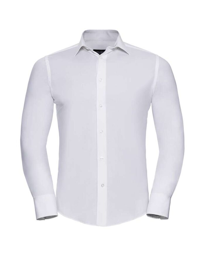 Camicia-uomo-elegante-colletto-semiaperto-mania-lunga-Russell--JE946M-bianca