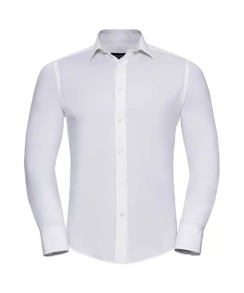 Camicia-uomo-elegante-colletto-semiaperto-mania-lunga-Russell--JE946M-bianca