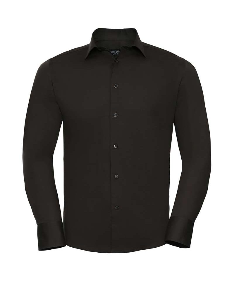 Camicia Uomo Elegante colletto semiaperto mania lunga Russell JE946M 8 Camicia-uomo-elegante-colletto-semiaperto-mania-lunga-Russell--JE946M-marrone-cioccolato