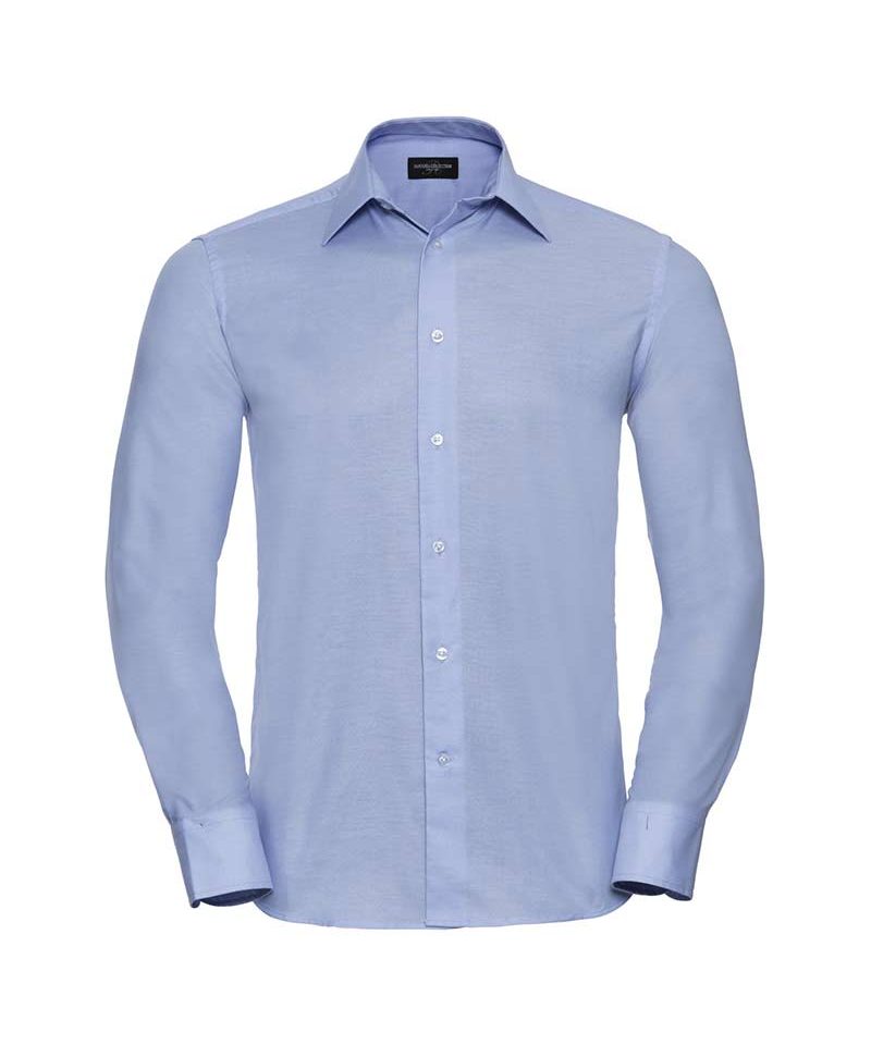 Camicia-uomo-manica-lunga-colletto-semi-francese-con-stecche-polsino-regolabile---occhiell--per-gemelli-Russell-JE922M-azzurro-cielo