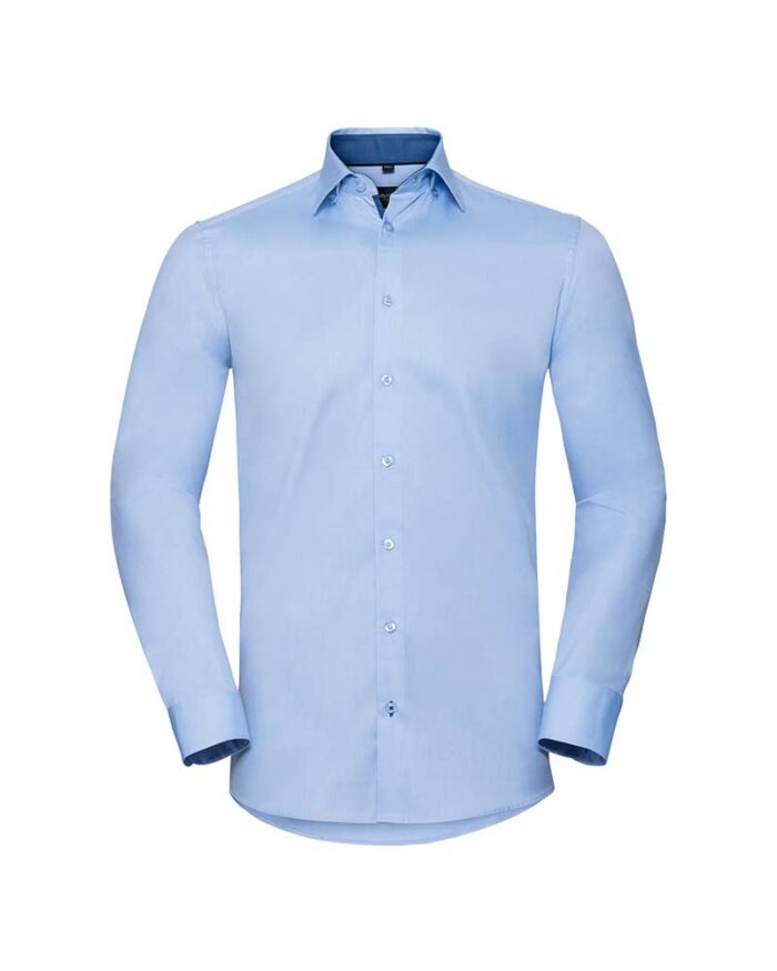 Camicia-uomo-maniche-Lunghe--bordi-contrasto-miglior-vestibilità-Russell-JE964M-azzurro-cielo