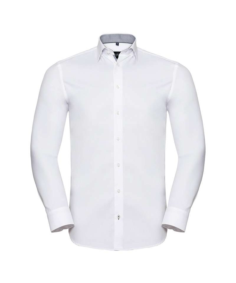 Camicia Uomo maniche Lunghe bordi contrasto miglior vestibilità Russell JE964M 7 Camicia-uomo-maniche-Lunghe--bordi-contrasto-miglior-vestibilità-Russell-JE964M-bianco