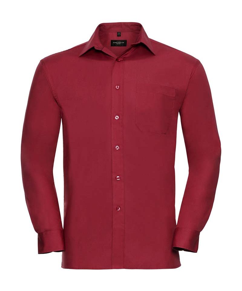 Camicia-uomo-popeline-colletto-con-stecche-cotone-manica-lunga-Russell-,JE936M-rosso