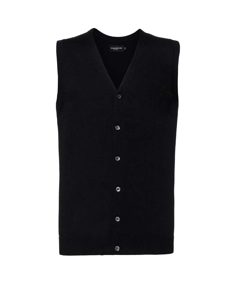 Cardigan-uomo-smanicato-con-scollo-a-v-bottoni-russell-JE719M-nero