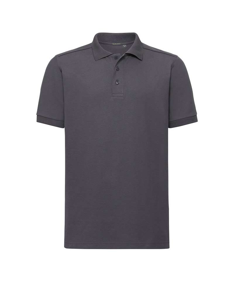 Polo Uomo con struttura nido d'ape polsini a coste Russell JE567M 18 Polo-uomo-con-struttura-nido-d-ape-polsini-a-coste-Russell-JE567M-grigio-melange