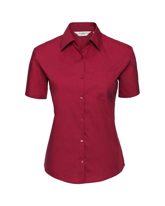 camicia-Donna-cotone-facile-da-trattare-Colletto-classico-maniche-corte-Russell-JE937F-rossa