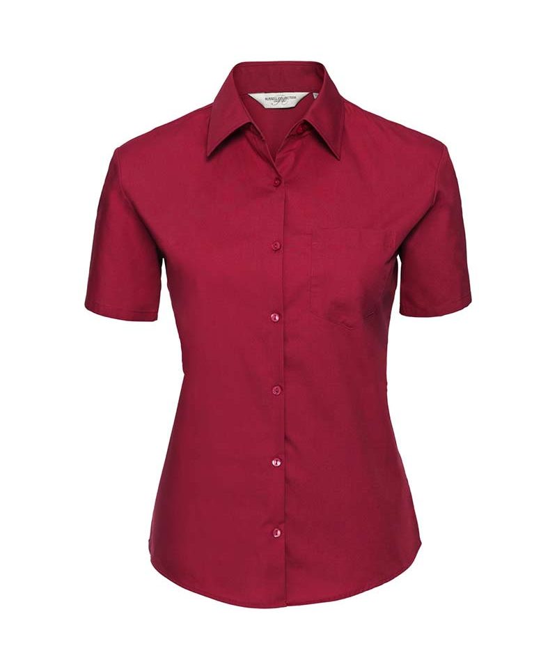 camicia-Donna-cotone-facile-da-trattare-Colletto-classico-maniche-corte-Russell-JE937F-rossa