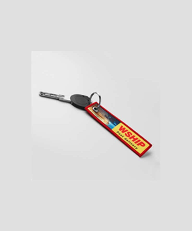 Etichetta tessuta ricamata con anello portachiavi MK2014 8 PORTACHIAVI-IN-TESSUTO-RICAMATI-“REMOVE-BEFORE-FLIGHT-MK2014-