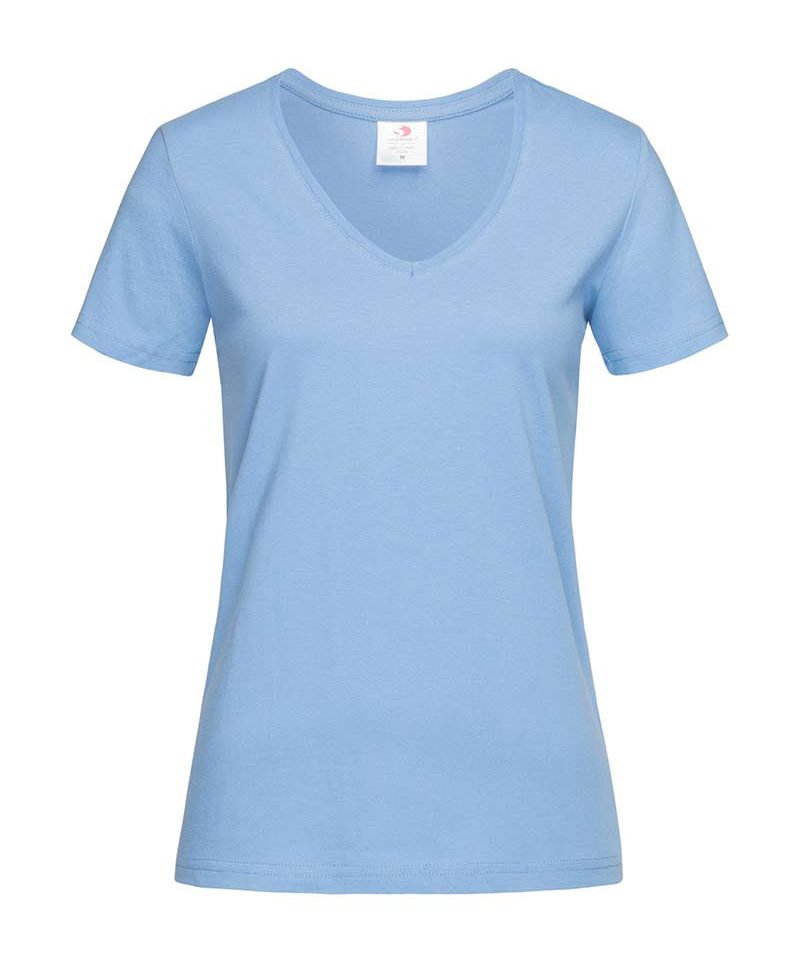 T-shirt Donna Classica collo V cotone Stedman ST2700 20 T-shirt-Donna-Classica-collo-V-cotone-Stedman-ST2700-azzurro-cielo