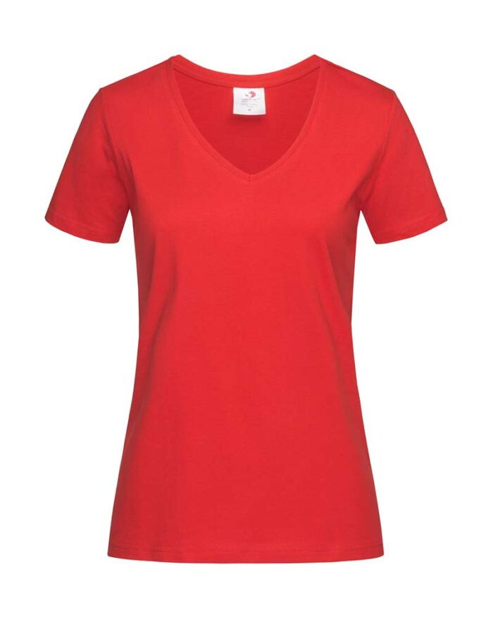 T-shirt-Donna-Classica-collo-V-cotone-Stedman-ST2700-rossa