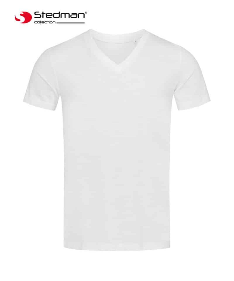 T-shirt-uomo-cotone-organico-collo-a-V-STEDMAN-ST9210-bianco