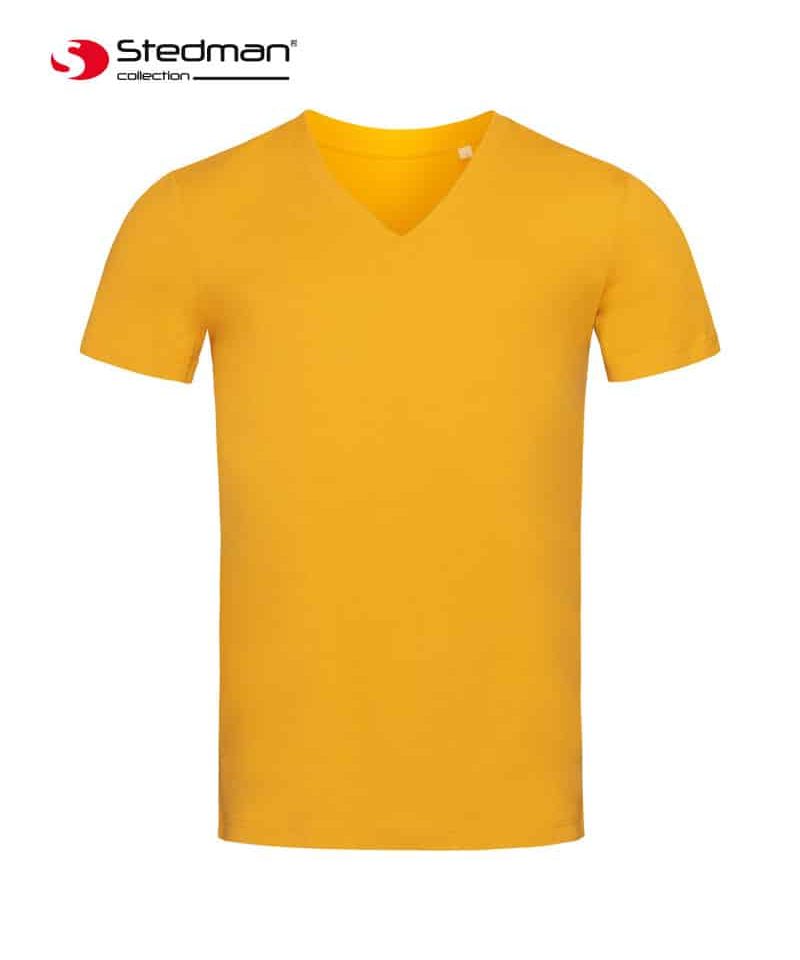 T-shirt-uomo-cotone-organico-collo-a-V-STEDMAN-ST9210-giallo-ocra