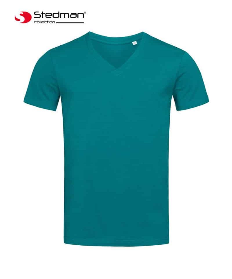 T-shirt-uomo-cotone-organico-collo-a-V-STEDMAN-ST9210-pacific-blu
