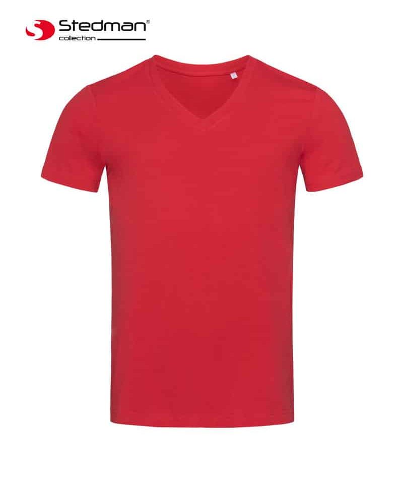 T-shirt-uomo-cotone-organico-collo-a-V-STEDMAN-ST9210-rosso