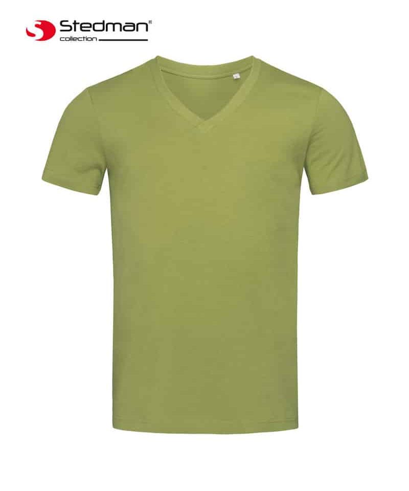 T-shirt-uomo-cotone-organico-collo-a-V-STEDMAN-ST9210-verde