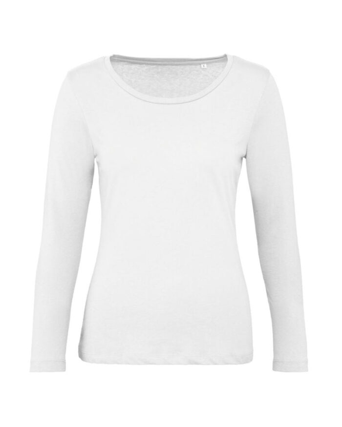 Magliette-donna-manica-lunga-in-cotone-organico-BC-Collection-BCTW071-bianco