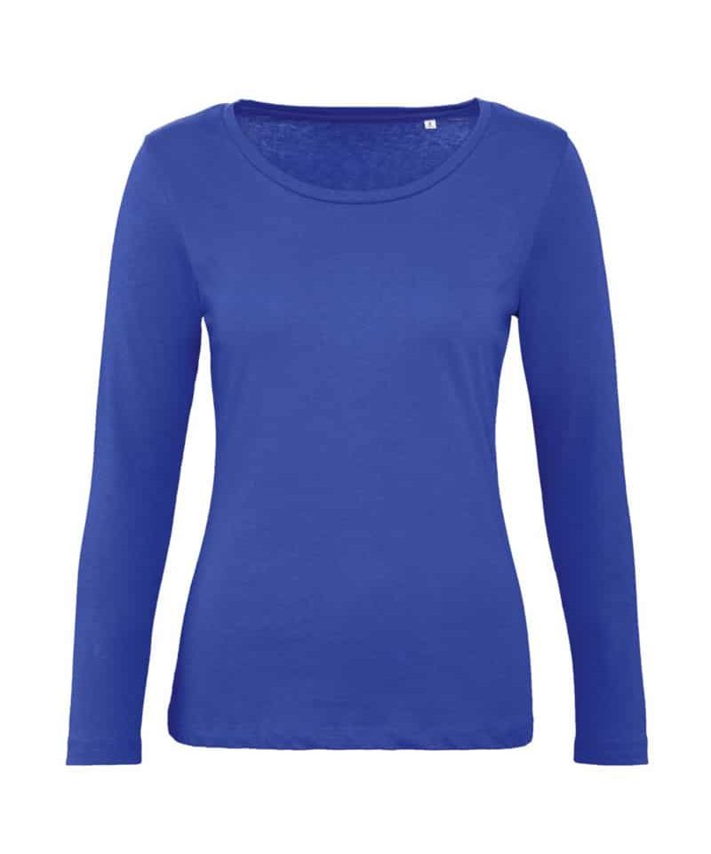 Magliette-donna-manica-lunga-in-cotone-organico-BC-Collection-BCTW071-blu-royal