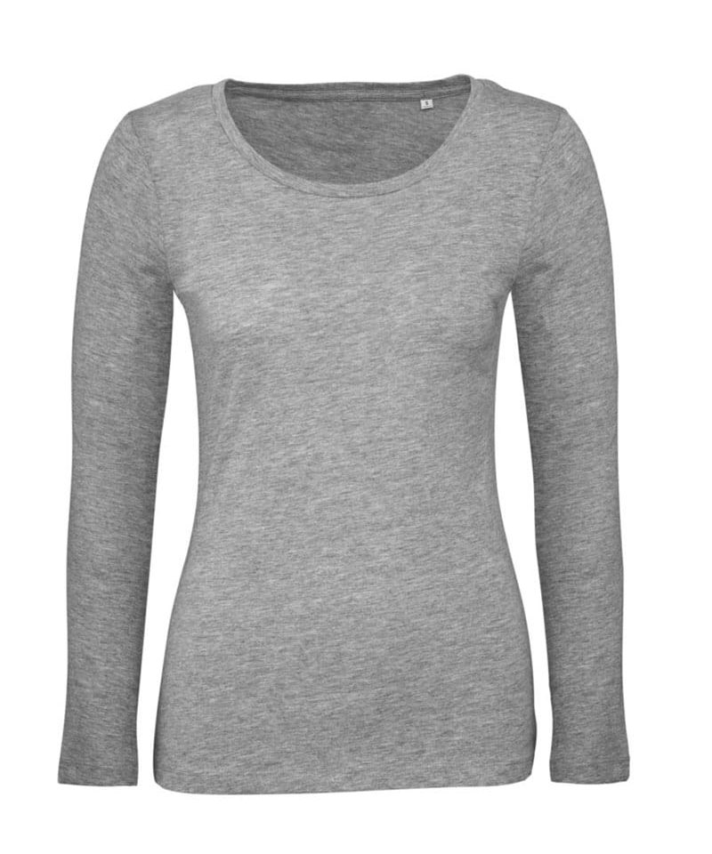 Magliette-donna-manica-lunga-in-cotone-organico-BC-Collection-BCTW071-grigio-melange