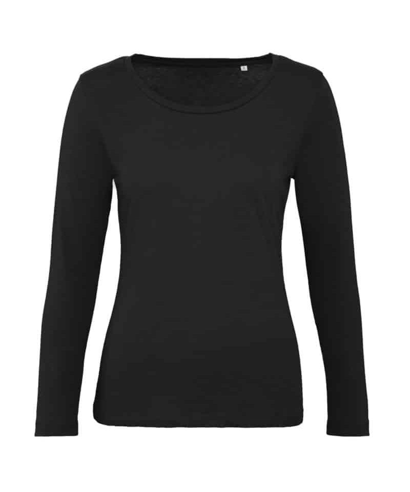 Magliette-donna-manica-lunga-in-cotone-organico-BC-Collection-BCTW071-nero
