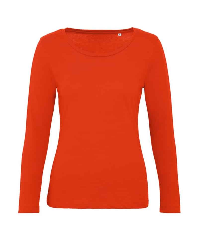 Magliette-donna-manica-lunga-in-cotone-organico-BC-Collection-BCTW071-rosso
