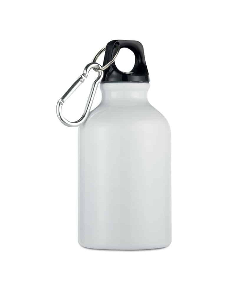 Mini borraccia in alluminio con moschettone 300ml MO8287 9 Mini-borraccia-in-alluminio-con-moschettone-300ml-MO8287-bianco