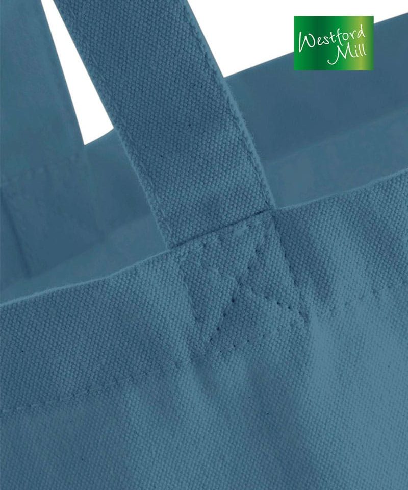 Shopper Cotone Organico 340g Westford Mill W801 22 Shopper-Manici-Lunghi-38×42-cm-in-Cotone-Organico-Pesante-W801-Blu-avio-cuciture