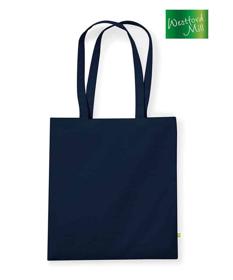 Shopper Cotone Organico 340g Westford Mill W801 32 Shopper-Manici-Lunghi-38×42-cm-in-Cotone-Organico-Pesante-W801-blu-navy