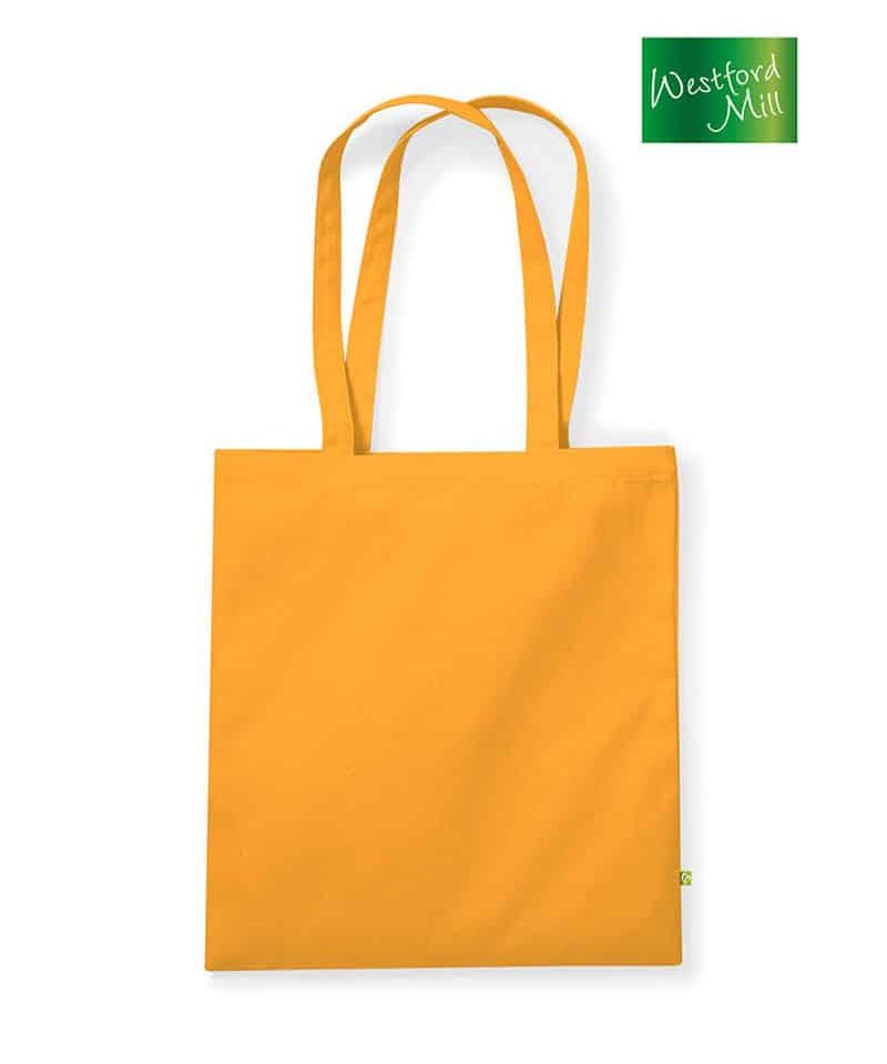 Shopper Cotone Organico 340g Westford Mill W801 26 Shopper-Manici-Lunghi-38×42-cm-in-Cotone-Organico-Pesante-W801-giallo-ambra