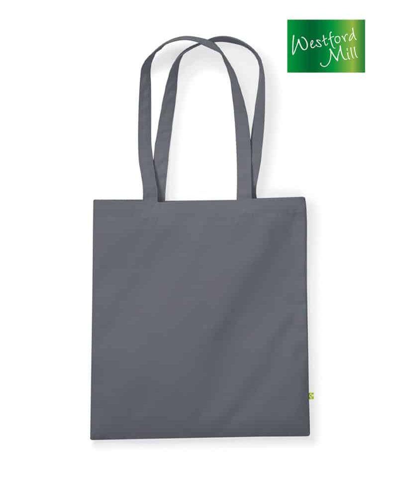 Shopper Cotone Organico 340g Westford Mill W801 34 Shopper-Manici-Lunghi-38×42-cm-in-Cotone-Organico-Pesante-W801--grigio-grafite