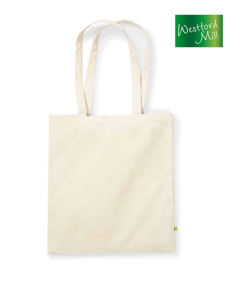 Shopper Cotone Organico 340g Westford Mill W801 25 Shopper-Manici-Lunghi-38×42-cm-in-Cotone-Organico-Pesante-W801--naturale