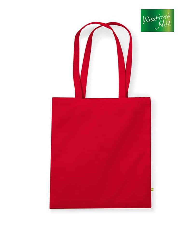 Shopper Cotone Organico 340g Westford Mill W801 28 Shopper-Manici-Lunghi-38×42-cm-in-Cotone-Organico-Pesante-W801-rosso